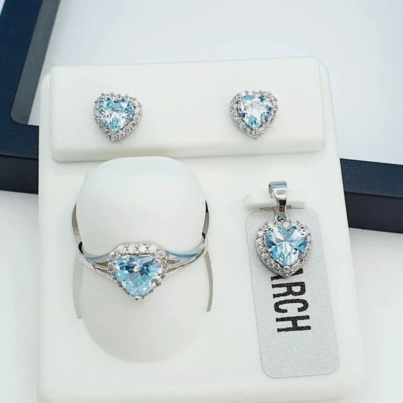 "925 Sterling Silver Cubic Zircon Birthstone Jewelry Set, UU1P7A7064